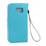 Wholesale Galaxy S7 Folio Flip Leather Wallet Case with Strap (Blue)